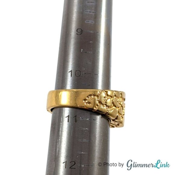 Vintage 18K HGE Nugget Clear Crystals Men's Ring Size 10.5 - Picture 8 of 9